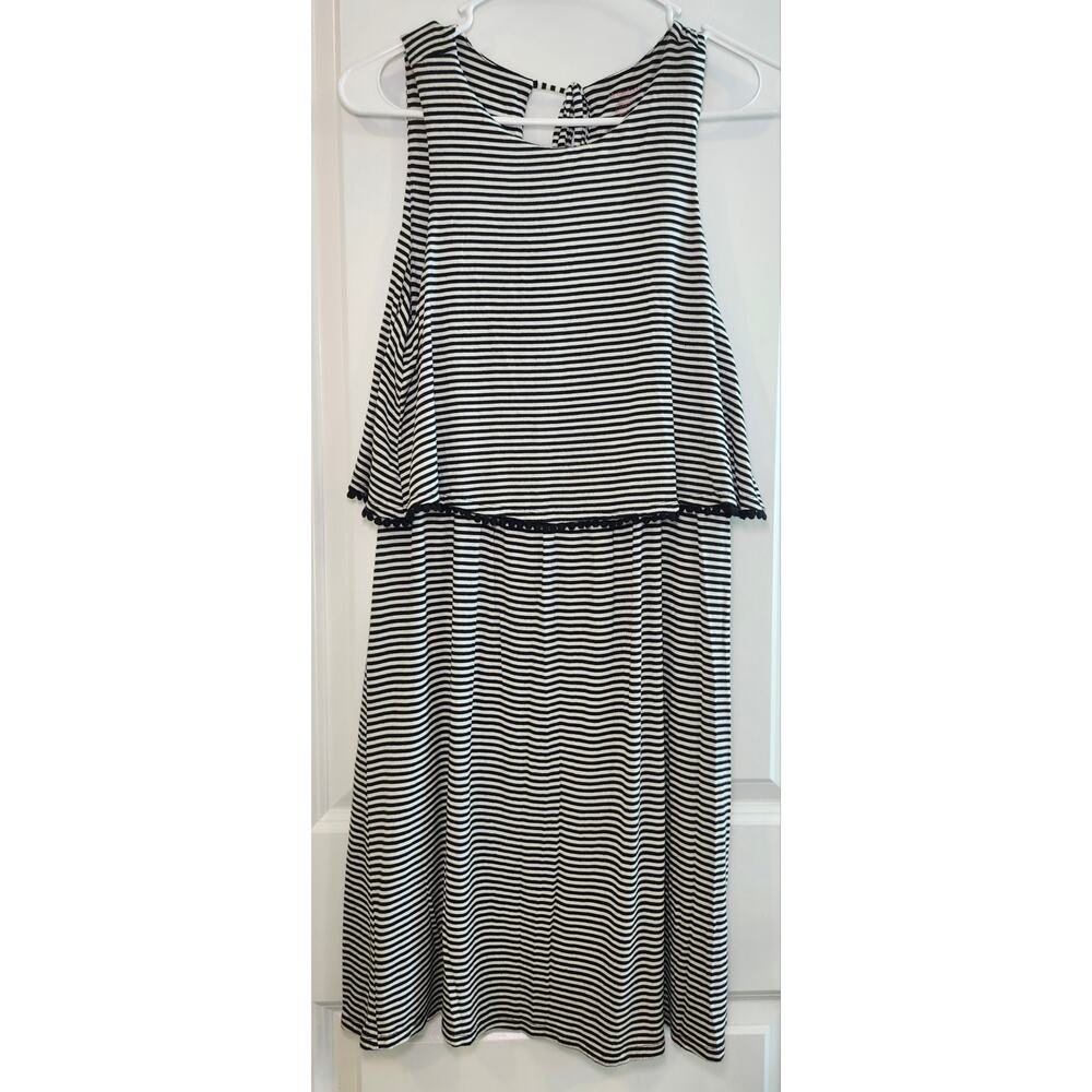 Motherhood Women's Maternity Nursing Dress Striped Black & White, Size S